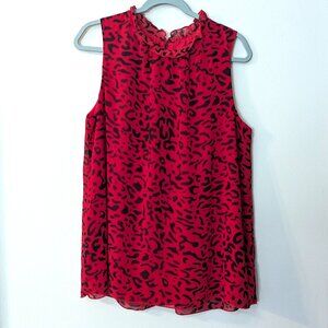 Dokotoo Women's Red & Black Leopard Print Sleeveless Blouse. Size XL